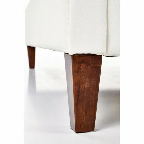 Pat Samara, stil elegant, piele ecologică și lemn masiv, 160x200 cm, alb picture - 7