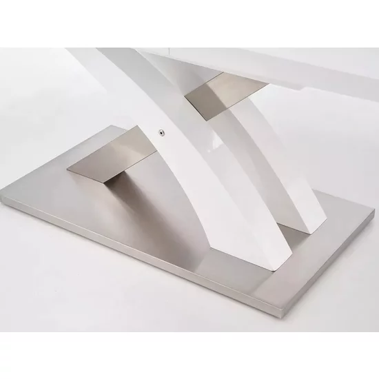 Masă Sandor 2 extensibilă, sticlă securizată, MDF lucios, oțel inoxidabil, 160-220x90x78 cm, alb picture - 6