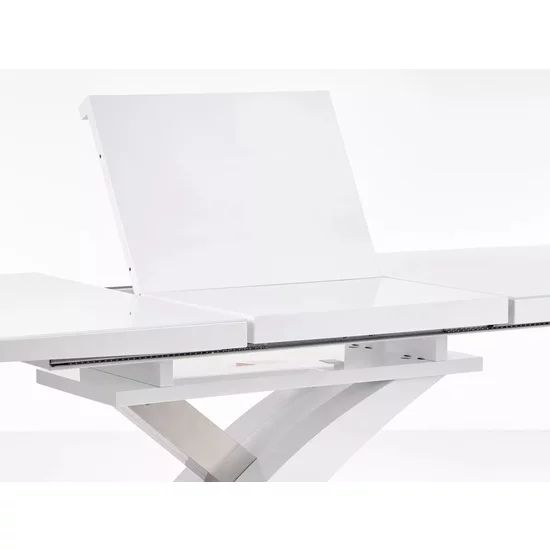 Masă Sandor 2 extensibilă, sticlă securizată, MDF lucios, oțel inoxidabil, 160-220x90x78 cm, alb picture - 4