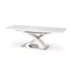 Masă Sandor 2 extensibilă, sticlă securizată, MDF lucios, oțel inoxidabil, 160-220x90x78 cm, alb picture - 3