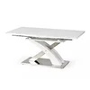 Masă Sandor 2 extensibilă, sticlă securizată, MDF lucios, oțel inoxidabil, 160-220x90x78 cm, alb picture - 2