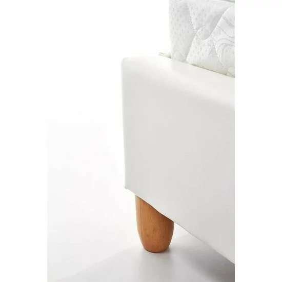 Pat Sandy, cadru robust, piele ecologică și lemn masiv, 160x200 cm, alb picture - 5