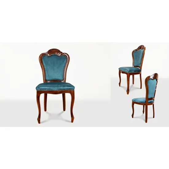 Scaun Diana 48x59x108 cm din lemn masiv cu tapițerie și spătar curbat decorativ picture - 3