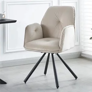 Scaun Angola, ergonomic cu suport lombar, tapițerie moale și picioare solide, 60x45x89 cm, bej