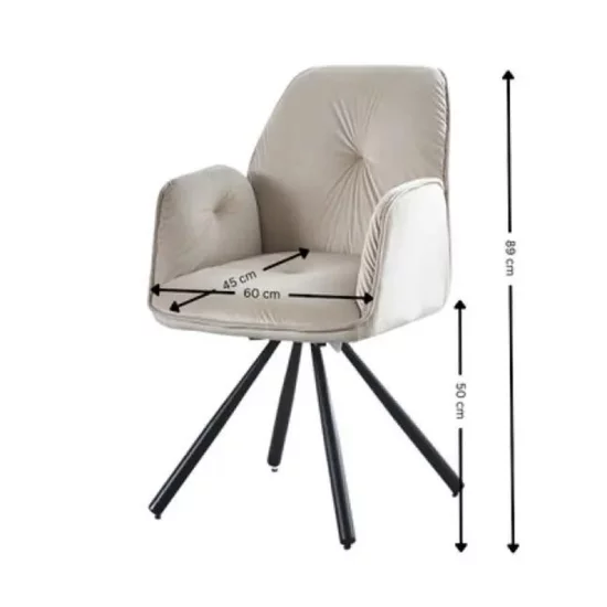 Scaun Angola, ergonomic cu suport lombar, tapițerie moale și picioare solide, 60x45x89 cm, bej picture - 2