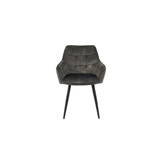 Scaun Betty, tapițerie stofă catifelată, spătar ergonomic curbat, picioare metalice, 61x59x90 cm, Gri Deschis picture - 2