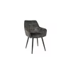 Scaun Betty, tapițerie stofă catifelată, spătar ergonomic curbat, picioare metalice, 61x59x90 cm, Gri Deschis picture - 3
