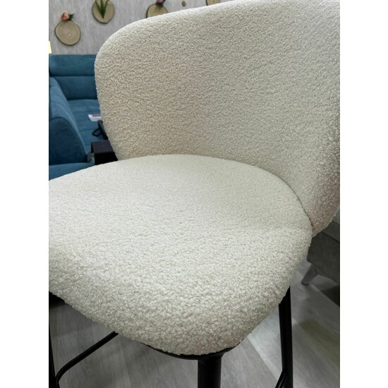 Scaun de bar Teddy, șezut din material bouclé, picior metalic rezistent, design modern, crem/gri picture - 8