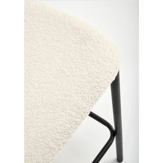 Scaun de bar Teddy, șezut din material bouclé, picior metalic rezistent, design modern, crem/gri picture - 5
