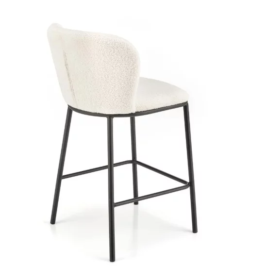 Scaun de bar Teddy, șezut din material bouclé, picior metalic rezistent, design modern, crem/gri picture - 2