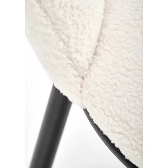 Scaun de bar Teddy, șezut din material bouclé, picior metalic rezistent, design modern, crem/gri picture - 4
