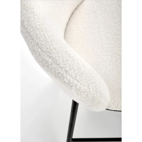 Scaun de bar Teddy, șezut din material bouclé, picior metalic rezistent, design modern, crem/gri picture - 3