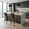Scaun de bar Velvet, catifea premium cu structură metalică, 45x47x88 cm, gri picture - 2