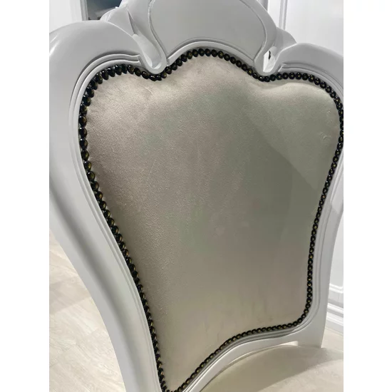 Scaun Diana, tapițat cu spătar înalt, material lemn masiv și stofă catifelată, 48x59x108 cm, alb picture - 2