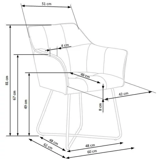 Scaun K377, tapițat stofă, picioare metalice, 60x62x81 cm, bej picture - 7