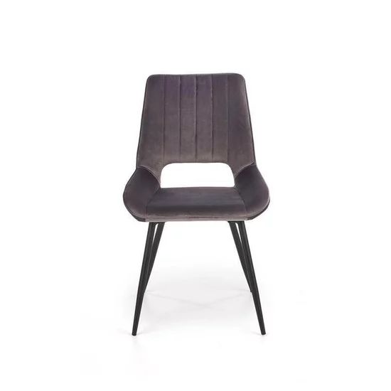 Scaun K404 tapițat cu stofă, cadru metalic, 52x58x88 cm, gri picture - 2