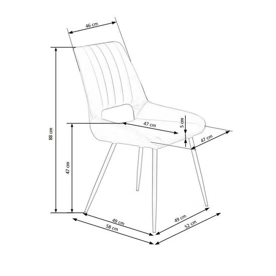 Scaun K404 tapițat cu stofă, cadru metalic, 52x58x88 cm, gri picture - 6