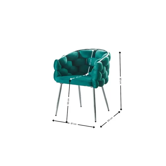 Scaun Missy, tapițerie catifelată premium, picioare elegante metalice, 43x60x80 cm, verde picture - 2