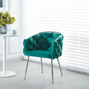 Scaun Missy, tapițerie catifelată premium, picioare elegante metalice, 43x60x80 cm, verde