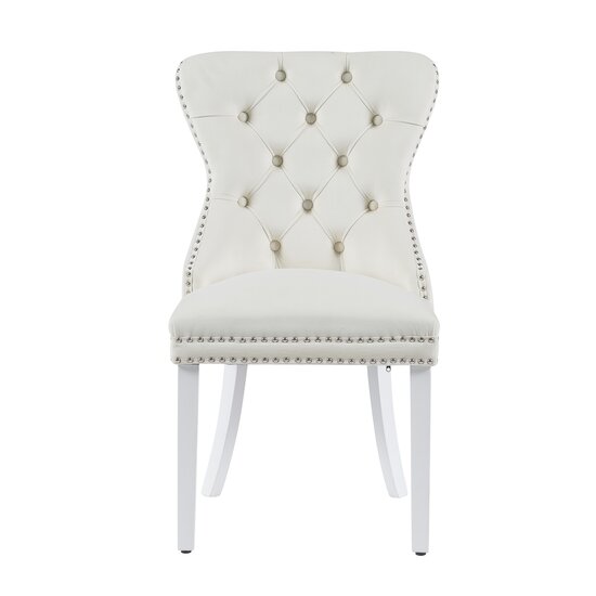 Scaun tapițat Mira MC, picioare din lemn alb, design elegant cu nasturi, șezut ergonomic, tapițerie premium, personalizabil picture - 2