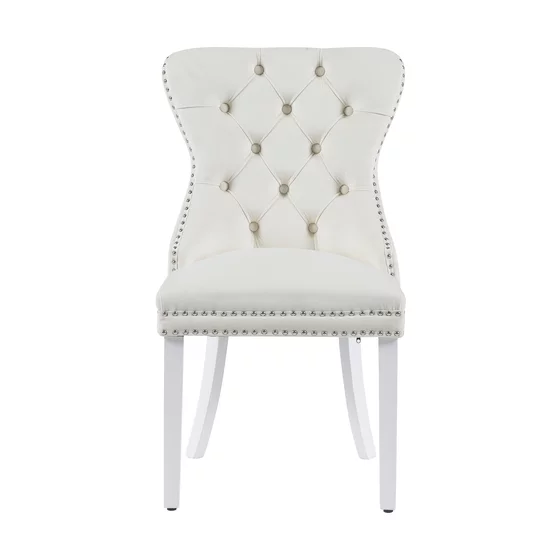 Scaun tapițat Mira MC, picioare din lemn alb, design elegant cu nasturi, șezut ergonomic, tapițerie premium, personalizabil picture - 2