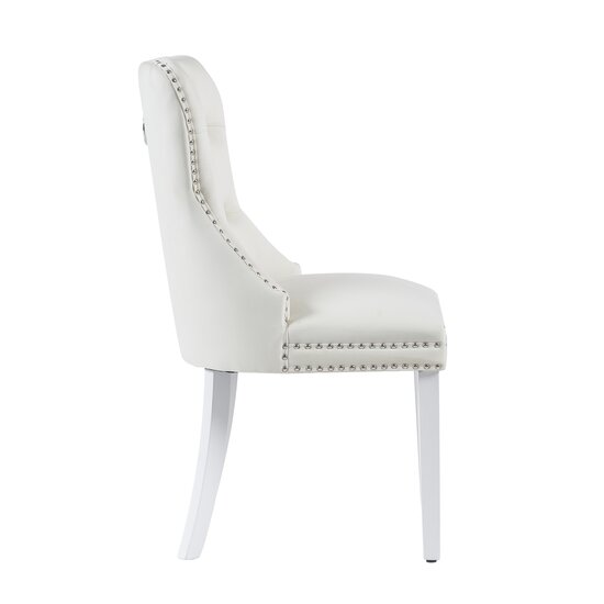 Scaun tapițat Mira MC, picioare din lemn alb, design elegant cu nasturi, șezut ergonomic, tapițerie premium, personalizabil picture - 5