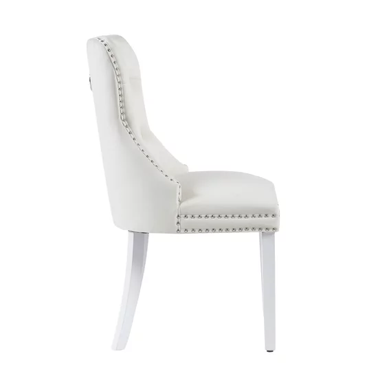 Scaun tapițat Mira MC, picioare din lemn alb, design elegant cu nasturi, șezut ergonomic, tapițerie premium, personalizabil picture - 5