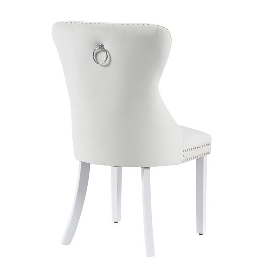 Scaun tapițat Mira MC, picioare din lemn alb, design elegant cu nasturi, șezut ergonomic, tapițerie premium, personalizabil picture - 9