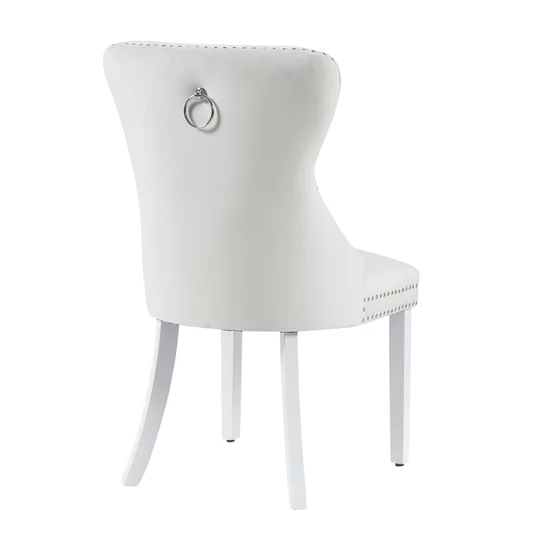 Scaun tapițat Mira MC, picioare din lemn alb, design elegant cu nasturi, șezut ergonomic, tapițerie premium, personalizabil picture - 9