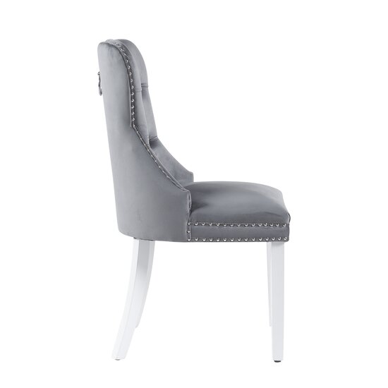 Scaun tapițat Mira MC, picioare din lemn alb, design elegant cu nasturi, șezut ergonomic, tapițerie premium, personalizabil picture - 6