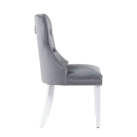 Scaun tapițat Mira MC, picioare din lemn alb, design elegant cu nasturi, șezut ergonomic, tapițerie premium, personalizabil picture - 6