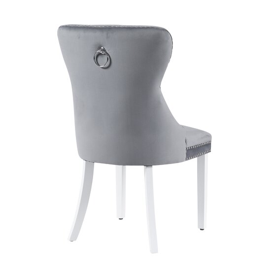 Scaun tapițat Mira MC, picioare din lemn alb, design elegant cu nasturi, șezut ergonomic, tapițerie premium, personalizabil picture - 8