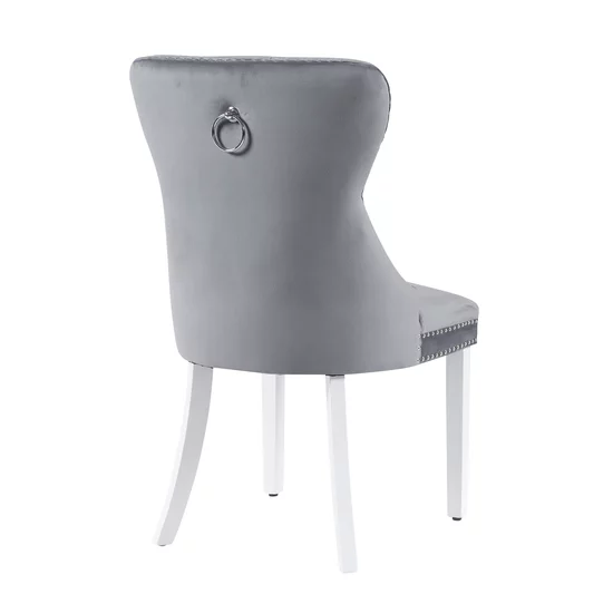 Scaun tapițat Mira MC, picioare din lemn alb, design elegant cu nasturi, șezut ergonomic, tapițerie premium, personalizabil picture - 8