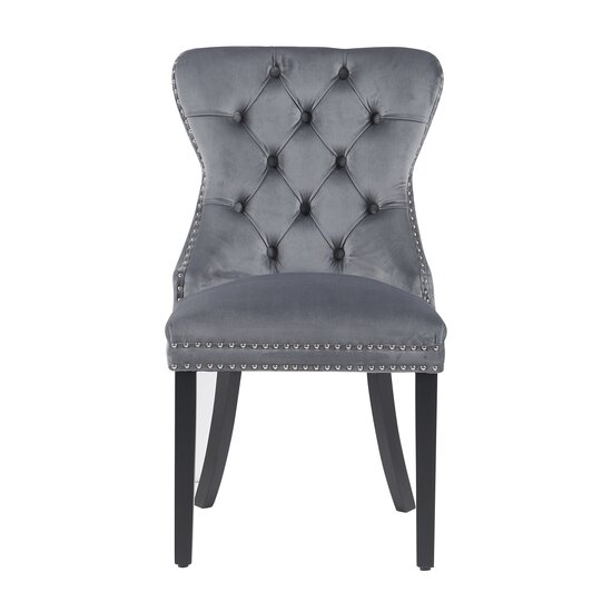 Scaun tapițat Mira MC, picioare din lemn negru, design elegant cu nasturi, șezut ergonomic, tapițerie premium, personalizabil picture - 2