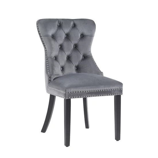 Scaun tapițat Mira MC, picioare din lemn negru, design elegant cu nasturi, șezut ergonomic, tapițerie premium, personalizabil picture - 5