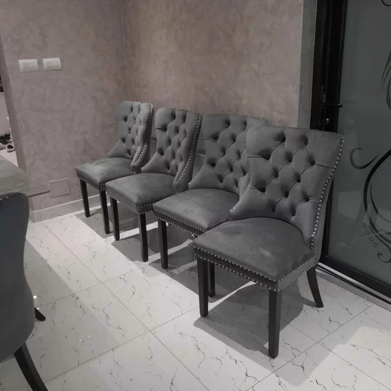 Scaun tapițat Mira MC, picioare din lemn negru, design elegant cu nasturi, șezut ergonomic, tapițerie premium, personalizabil picture - 14