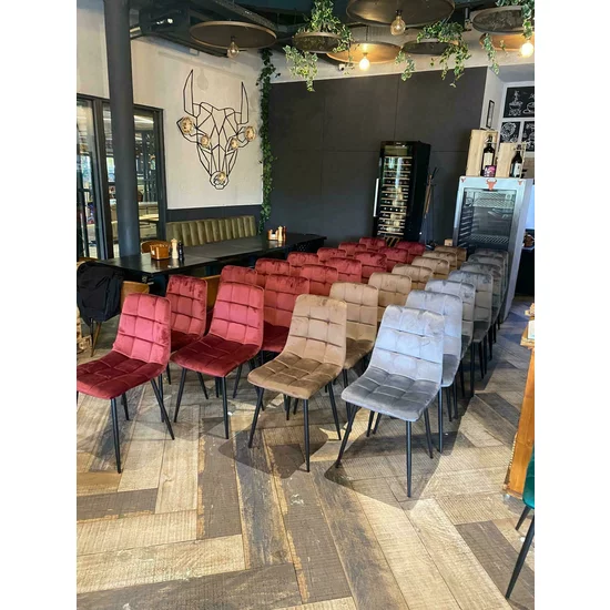 Scaun tapițat Velvet, stofă catifelată premium, structură metalică, 44x42x89 cm, gri picture - 36