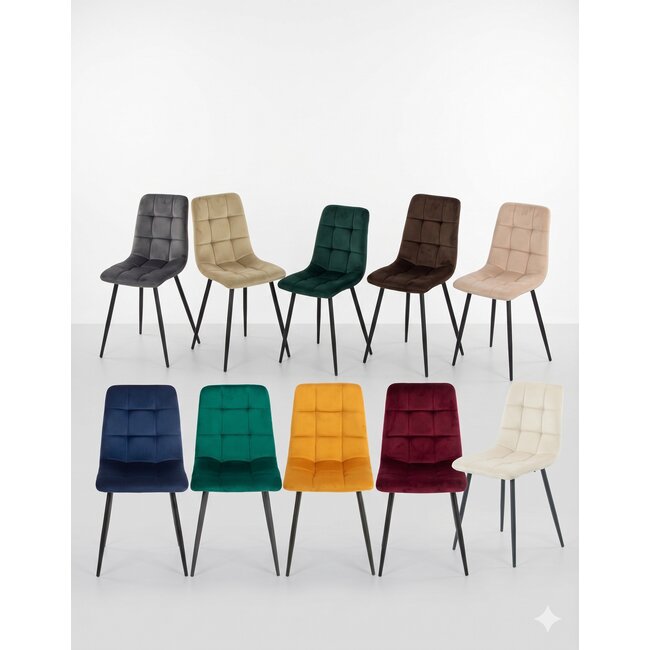 Scaun tapițat Velvet, stofă catifelată premium, structură metalică, 44x42x89 cm