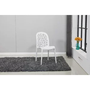 Scaun Tulia, design minimalist, material plastic durabil, 51.5x37x81 cm, alb