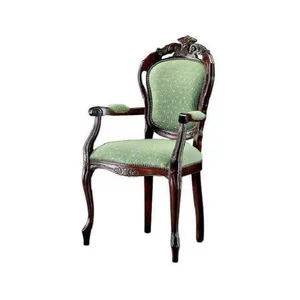 Scaun Venezia cu brațe, design clasic, șezut tapițat, lemn masiv de fag, 58x58x107 cm, personalizabil