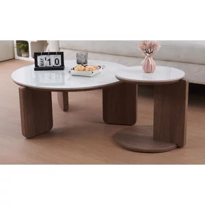 Set 2 măsuțe de cafea Catania LC alb/nuc