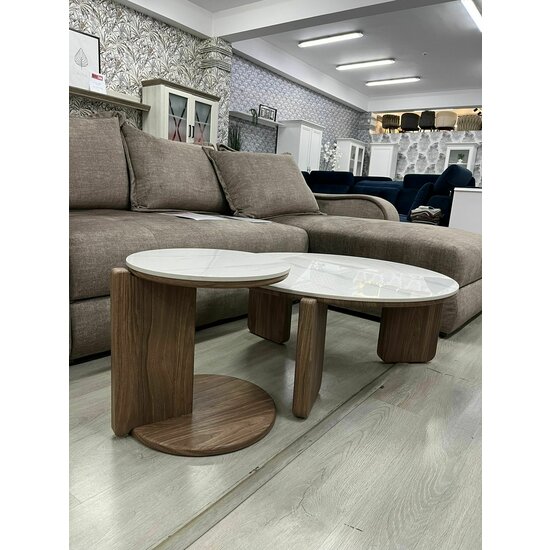 Set 2 măsuțe de cafea Catania LC alb/nuc picture - 3