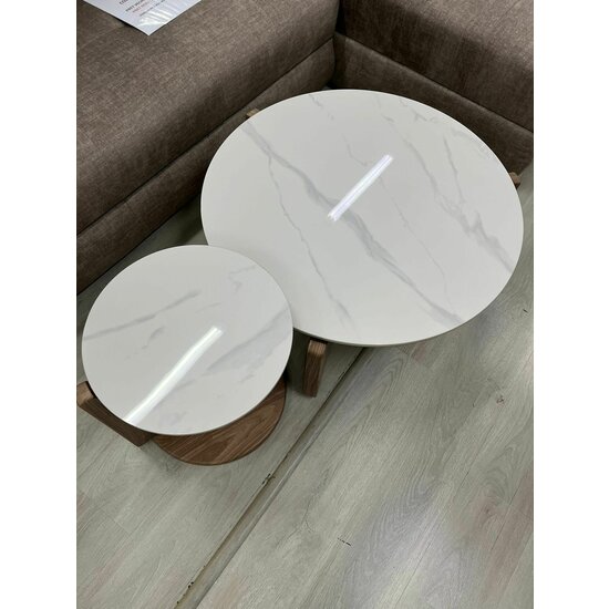 Set 2 măsuțe de cafea Catania LC alb/nuc picture - 4