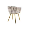 Set 2 Scaune tapitate Chic, culoare Bej cu picioare aurii picture - 5