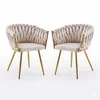 Set 2 Scaune tapitate Chic, culoare Bej cu picioare aurii picture - 1