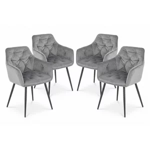 Set 4 Fotolii Velvet, stofă catifelată moale, picioare metalice negre, 50x45x87 cm