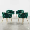 Set 4 Scaune living tapițat COZY, catifea verde picioare metalice aurii picture - 1