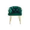 Set 4 Scaune living tapițat COZY, catifea verde picioare metalice aurii picture - 2