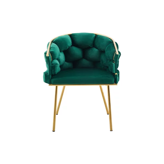 Set 4 Scaune living tapițat COZY, catifea verde picioare metalice aurii picture - 2