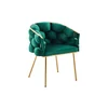 Set 4 Scaune living tapițat COZY, catifea verde picioare metalice aurii picture - 3